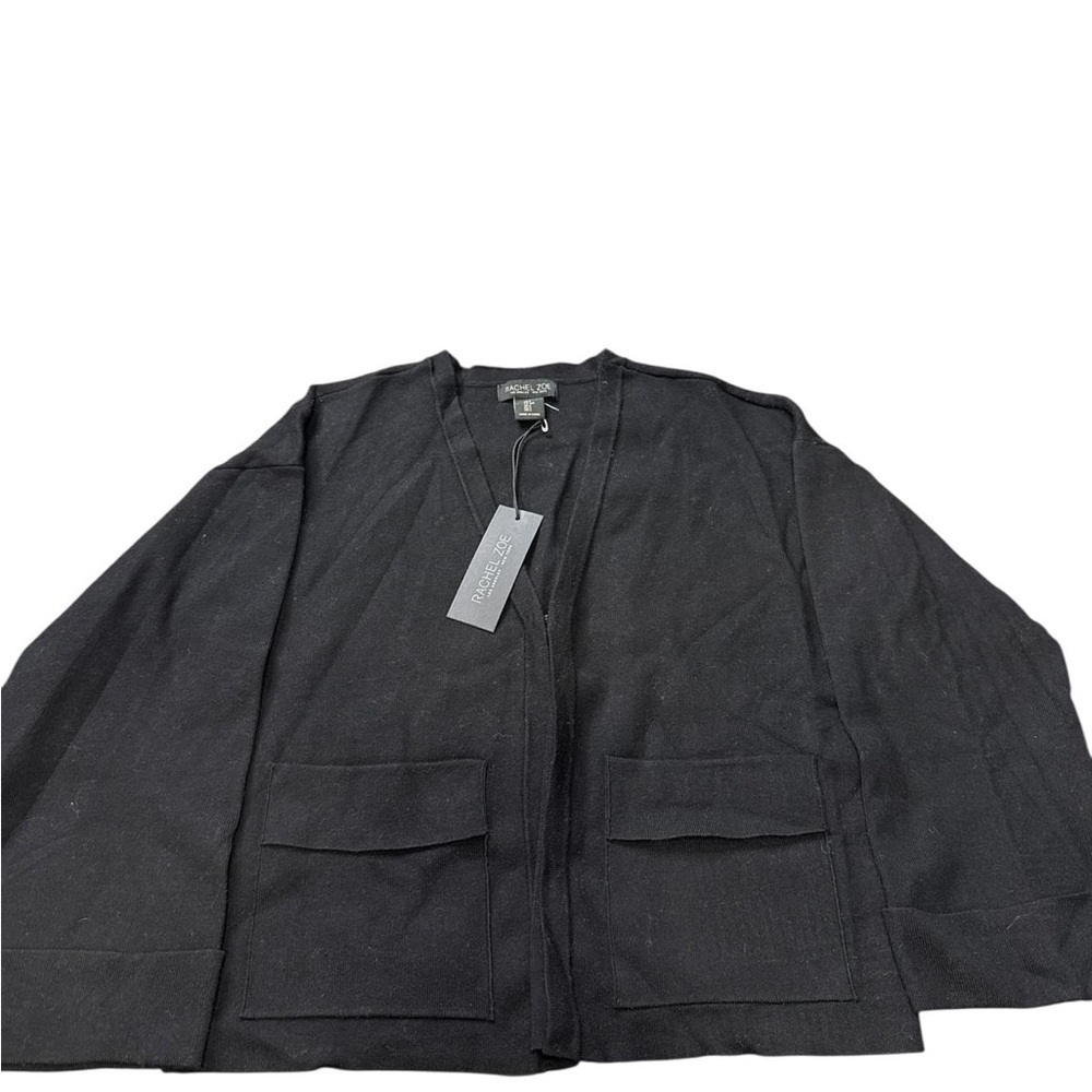 Rachel Zoe Black Open Front Cardigan Sweater with Pockets – Size M (NWT)